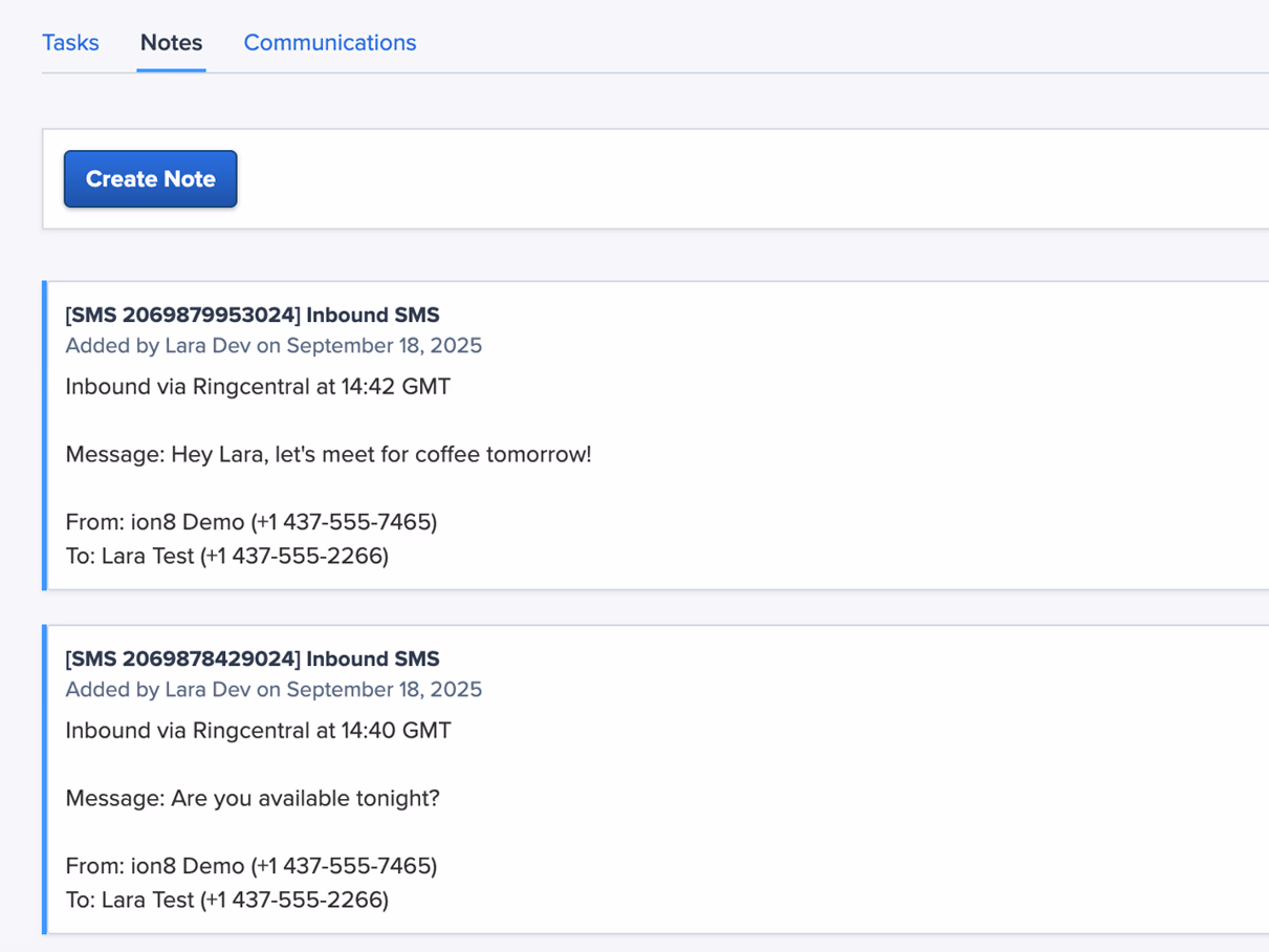 Call logging in Clio Grow contact timeline