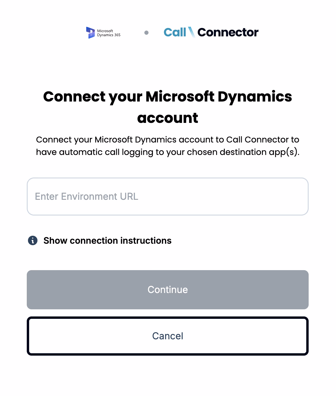 The Microsoft Dynamics 365 Sales authorization form in ion8 Connect