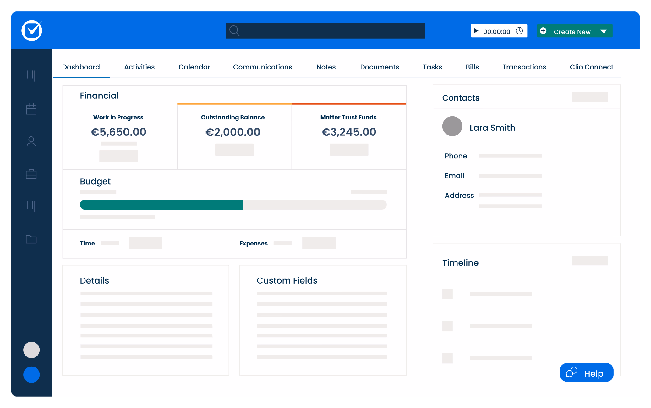 Clio Manage user interface