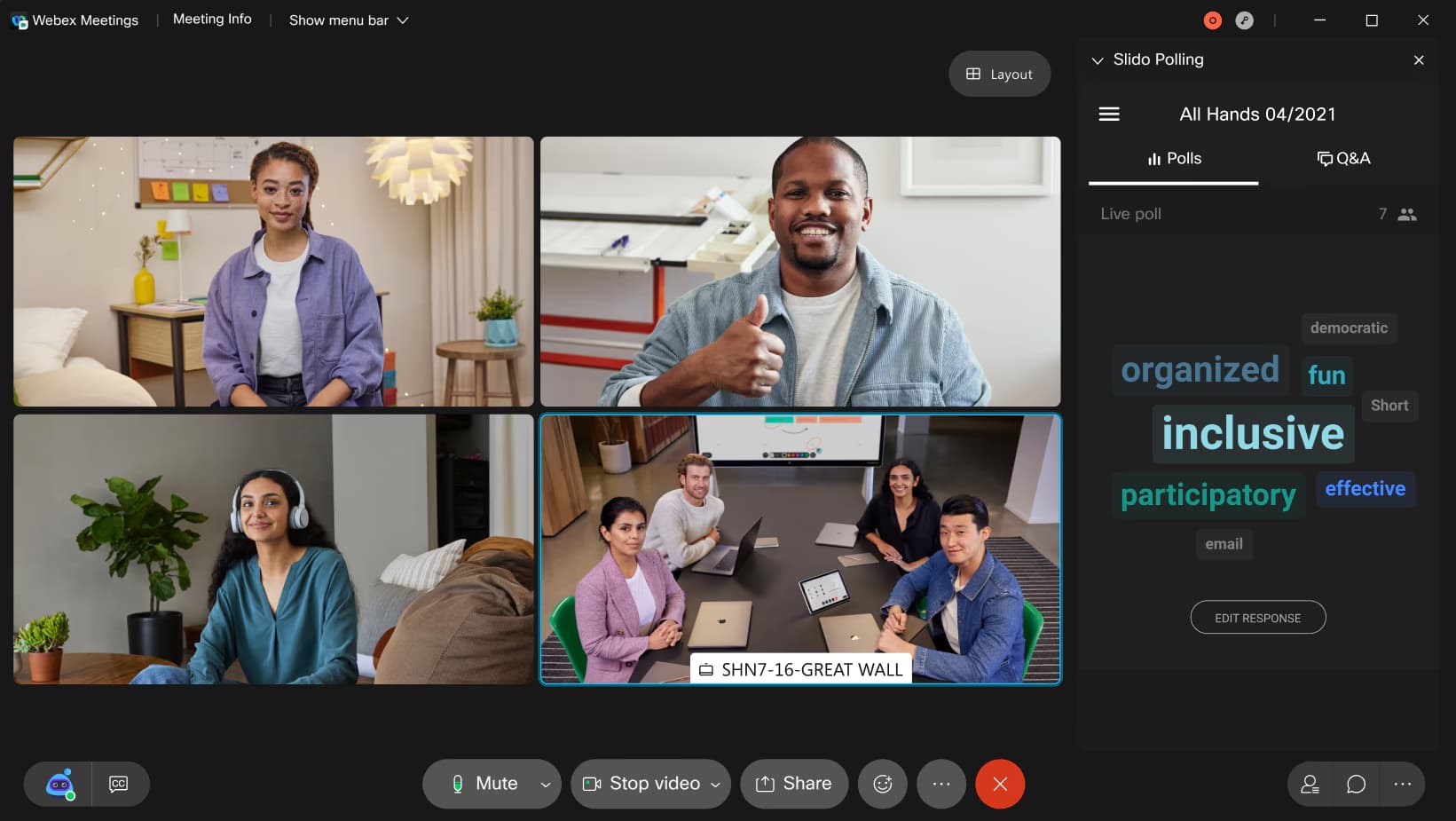 Webex user interface